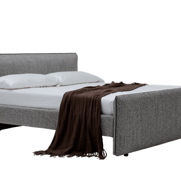 Modern platform bed with clean lines and plush padded headboard by Camerich.