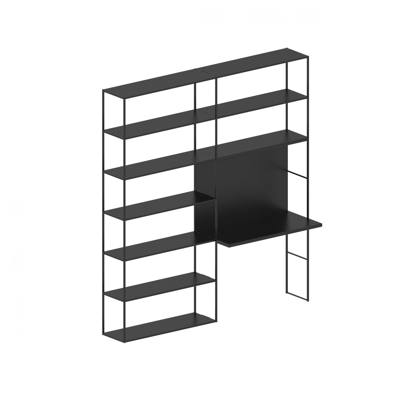 Minimalist steel bureau with open-frame design by Zeusnoto.