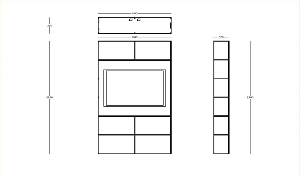 Minimalist steel TV stand with open-frame design by Zeusnoto.