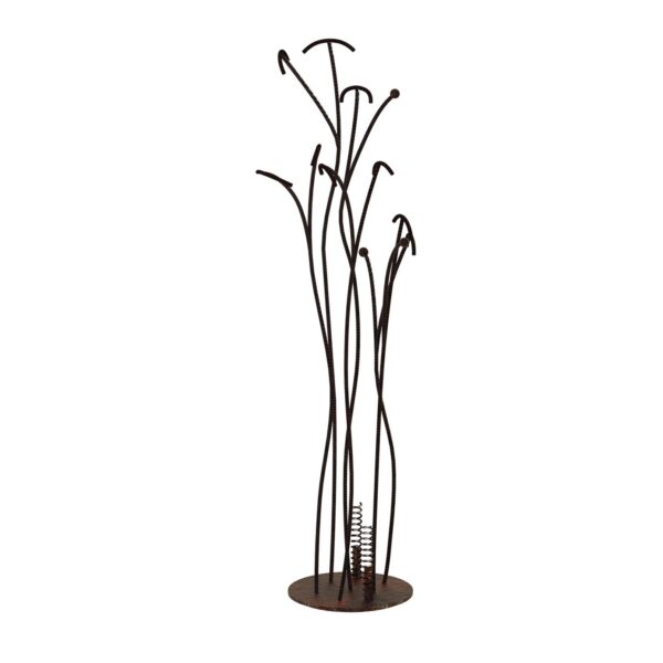 Sculptural coat rack with branching steel arms by Zeusnoto.