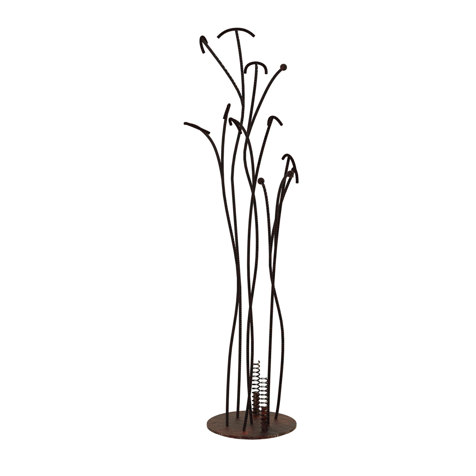 Sculptural coat rack with branching steel arms by Zeusnoto.