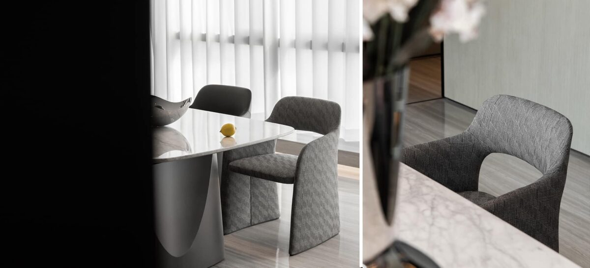 Sculpted Echo Petite chair with open armrest design