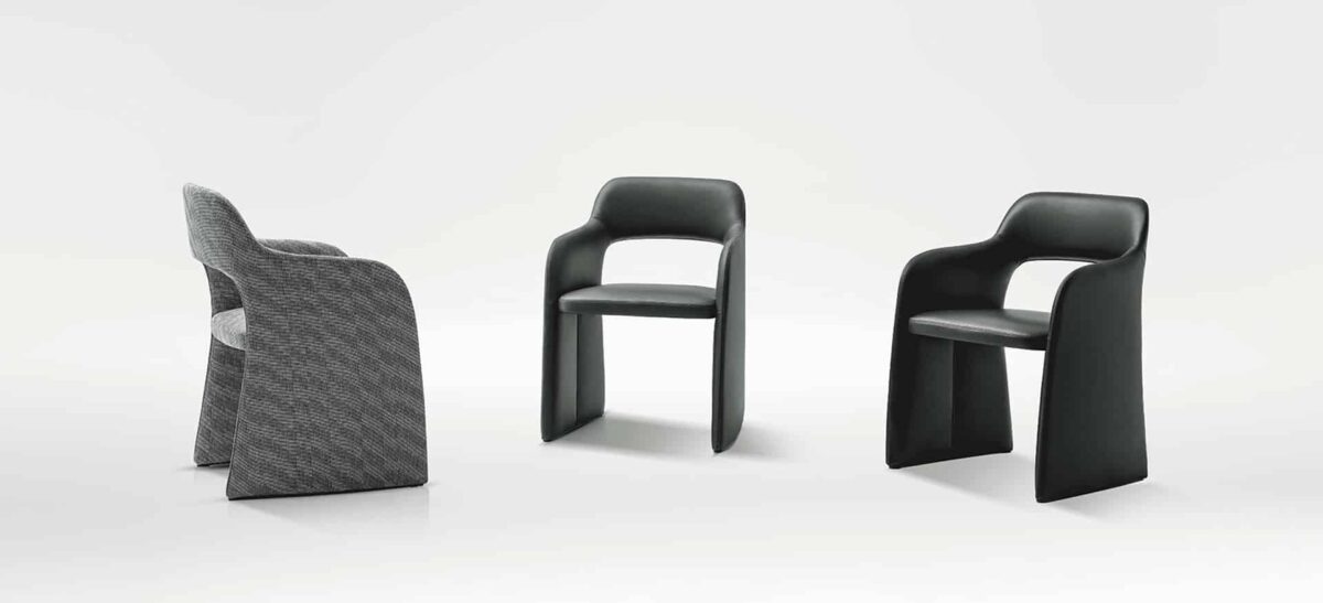Contemporary accent chair with rounded back