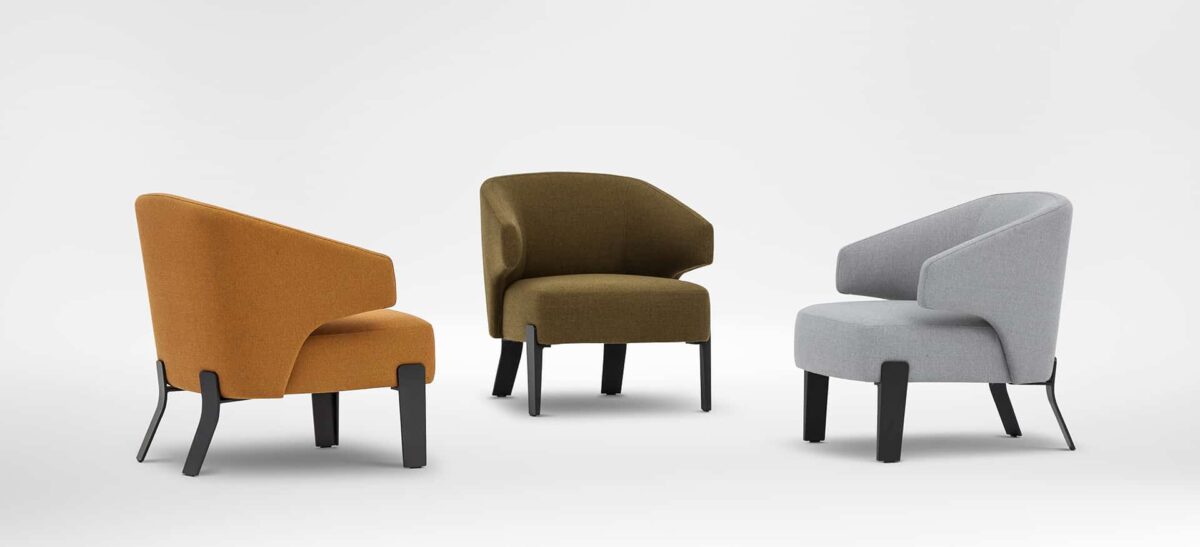 Upholstered Embrace Chair with sleek legs