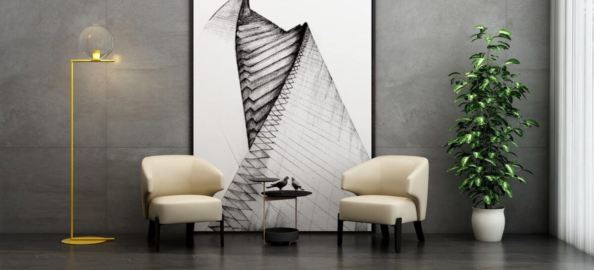 Cozy designer chair with wide backrest