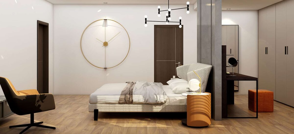 Contemporary upholstered bed with rounded headboard and sleek frame by Camerich.