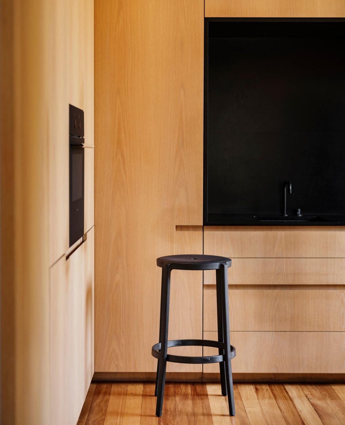 “Recycled plastic On & On stool by Emeco, stackable and stylish.”