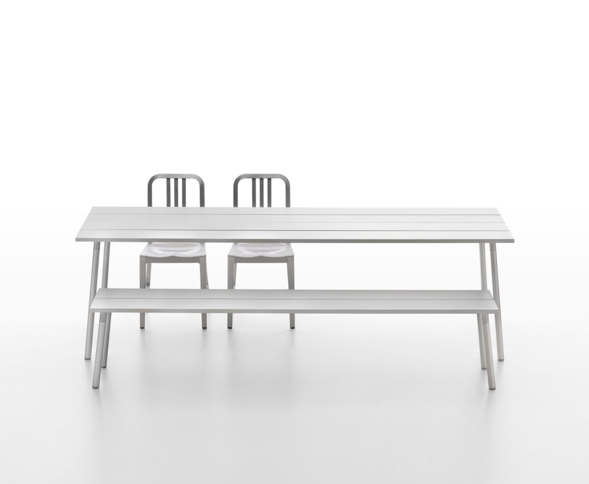 Modern Run Bench in aluminum by Emeco