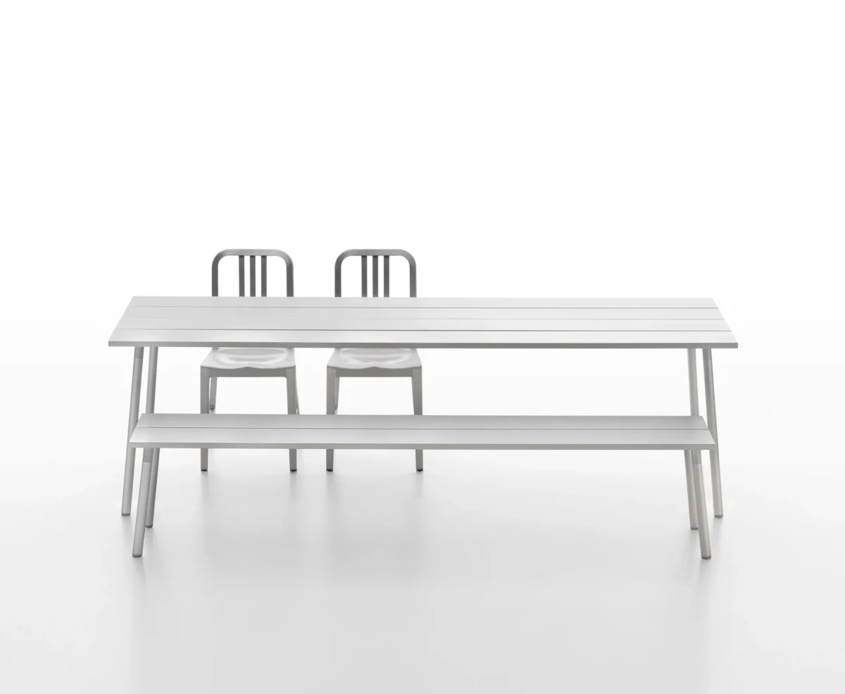 Run table, aluminum by Emeco – perfect for high-end dining rooms in Troy, Michigan.