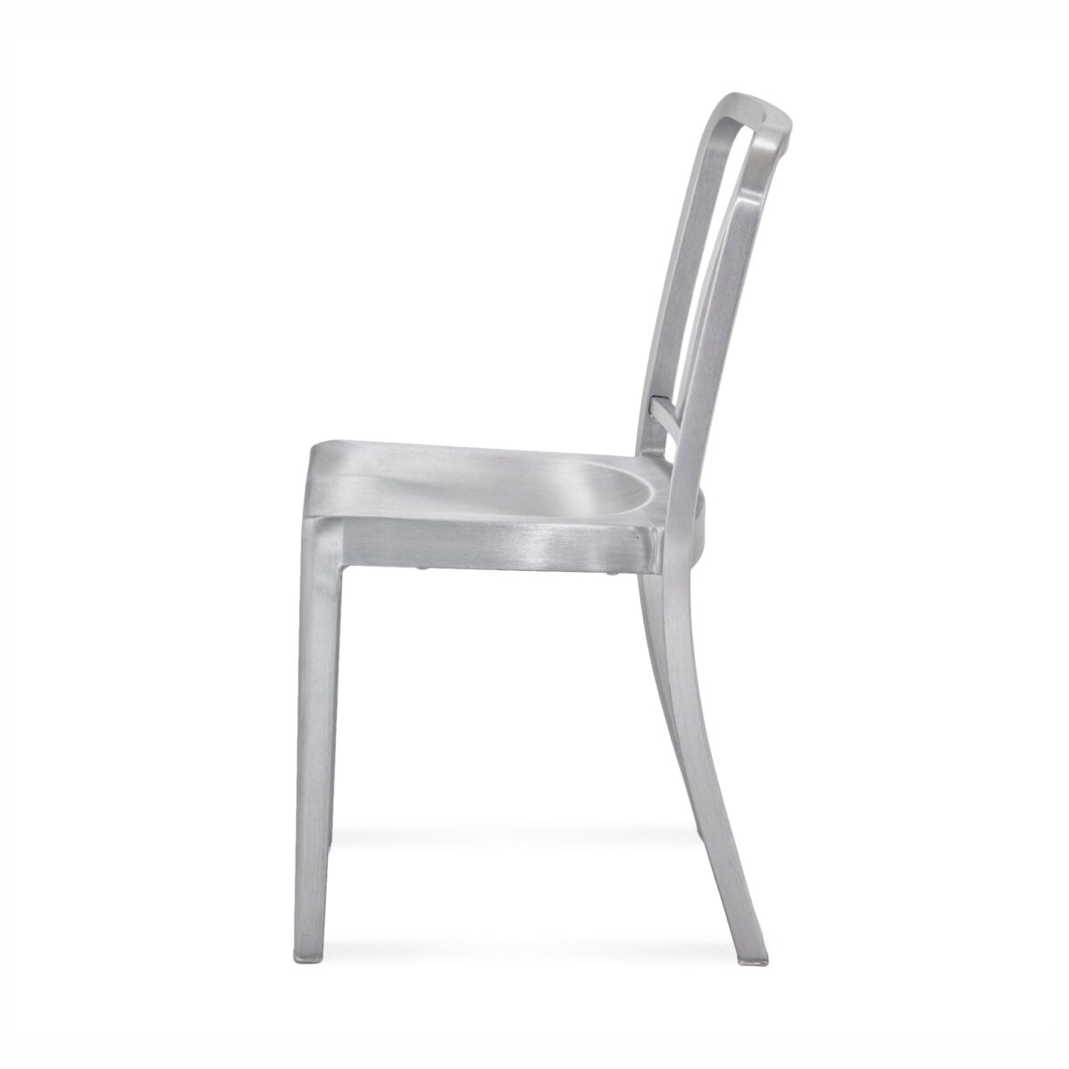 “Classic Heritage Chair with high backrest and curved seat, designed by Philippe Starck for Emeco.”