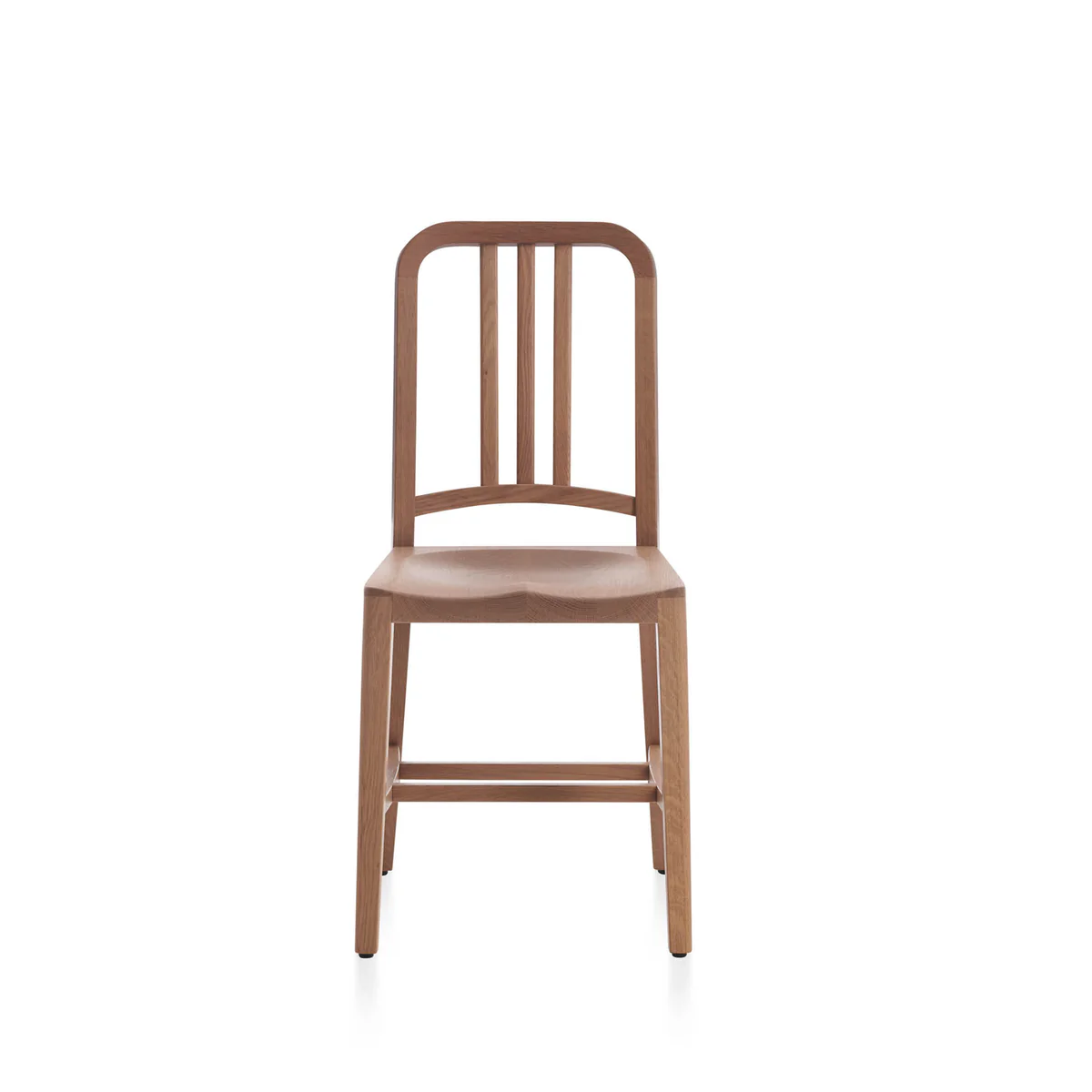 Navy® Wood Chair by Emeco, a refined blend of classic design and modern materials, featuring a sturdy wood seat with sleek lines for contemporary interiors.