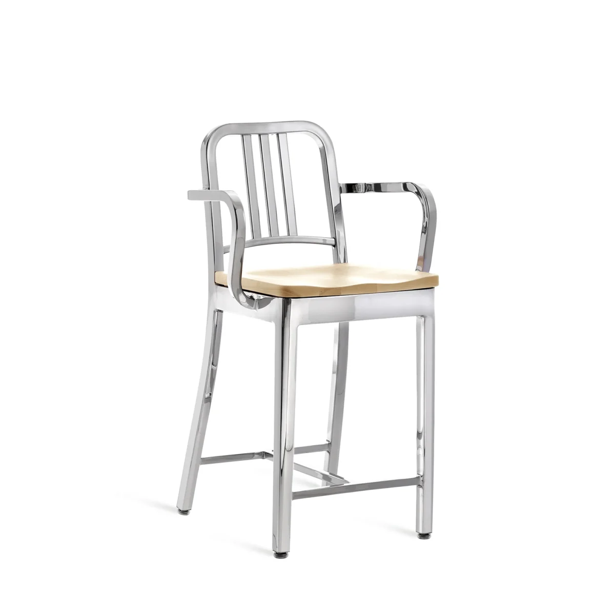 Emeco 1104 Navy stool with arms – sophisticated seating for contemporary homes in Birmingham.