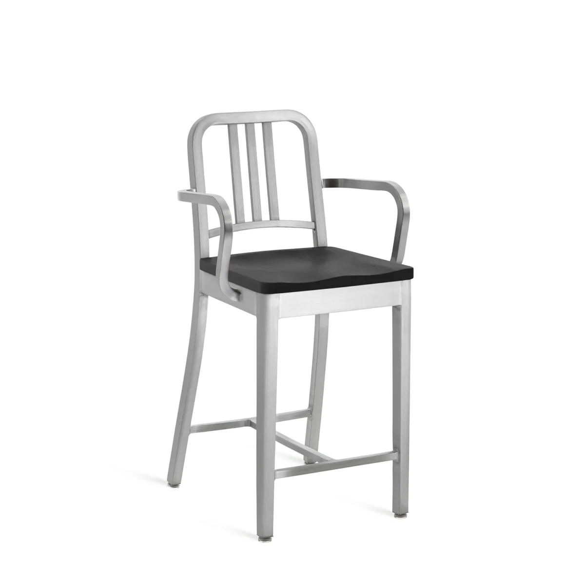 1104 Navy stool with arms by Emeco – modern luxury seating for homes in Royal Oak.