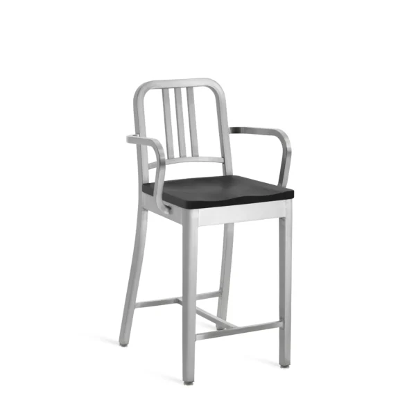 1104 Navy stool with arms by Emeco – modern luxury seating for homes in Royal Oak.