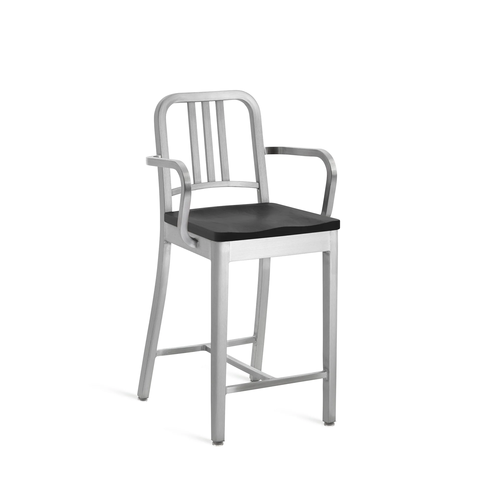 1104 Navy stool with arms by Emeco – modern luxury seating for homes in Royal Oak.