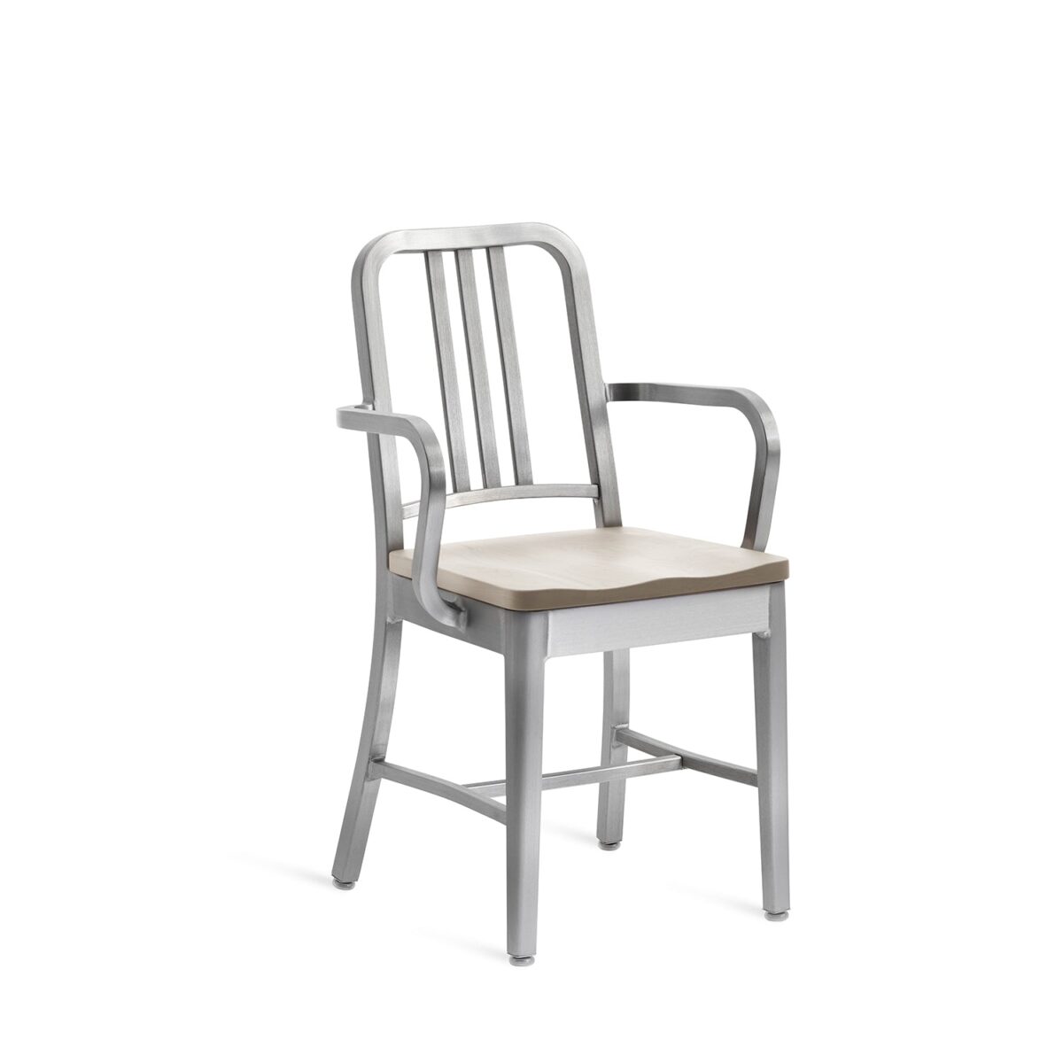 High-end aluminum armchair by Emeco, side view