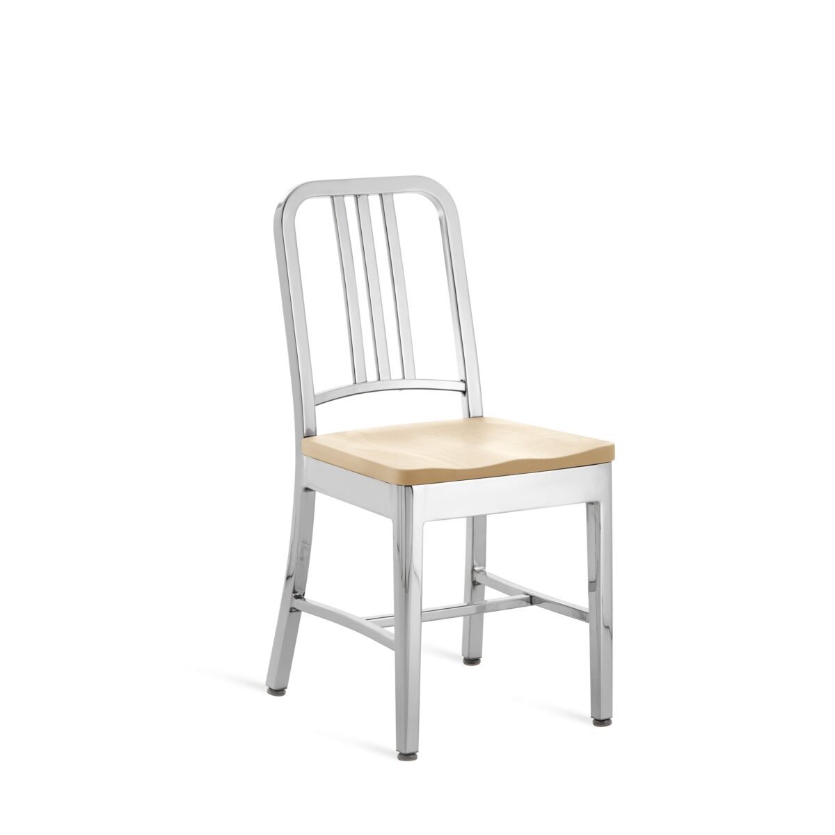 Timeless Navy chair with sleek design and ergonomic seat by Emeco.