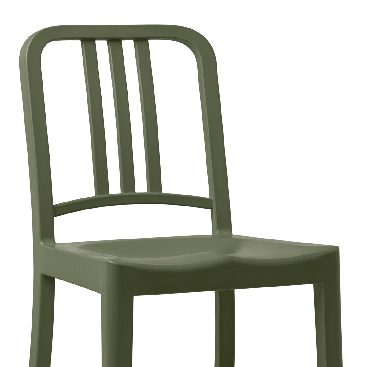 “111 Navy Stool by Emeco, combining heritage design with green innovation.”