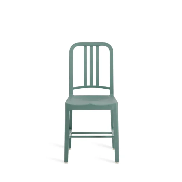 111 Navy Chair® by Emeco, an eco-friendly design made from 111 recycled plastic bottles, combining modern style with sustainable materials for contemporary spaces.