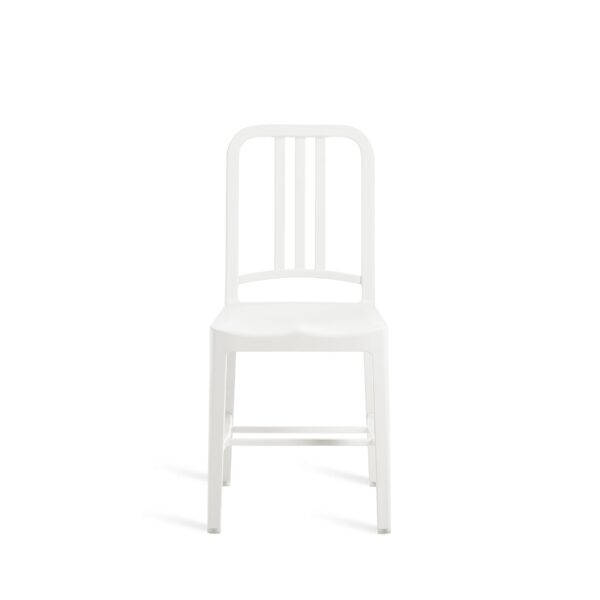 Modern Navy chair by Emeco with a sleek, minimalist design, made from eco-friendly recycled materials.