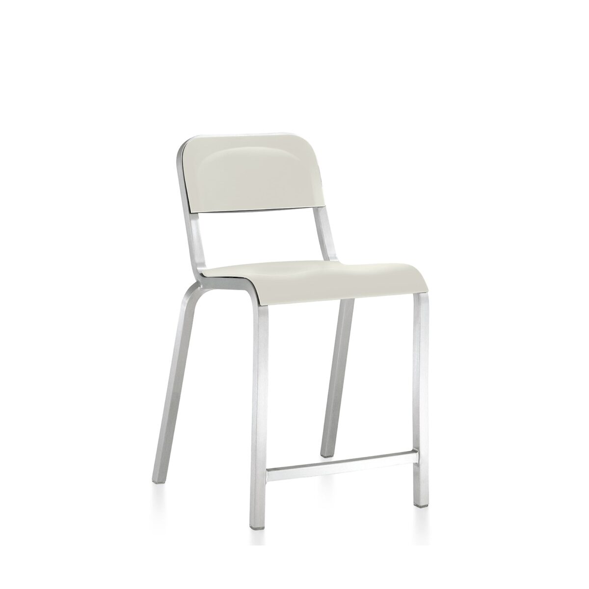 “Emeco 1951 Stool featuring retro styling and a lightweight, durable build.”