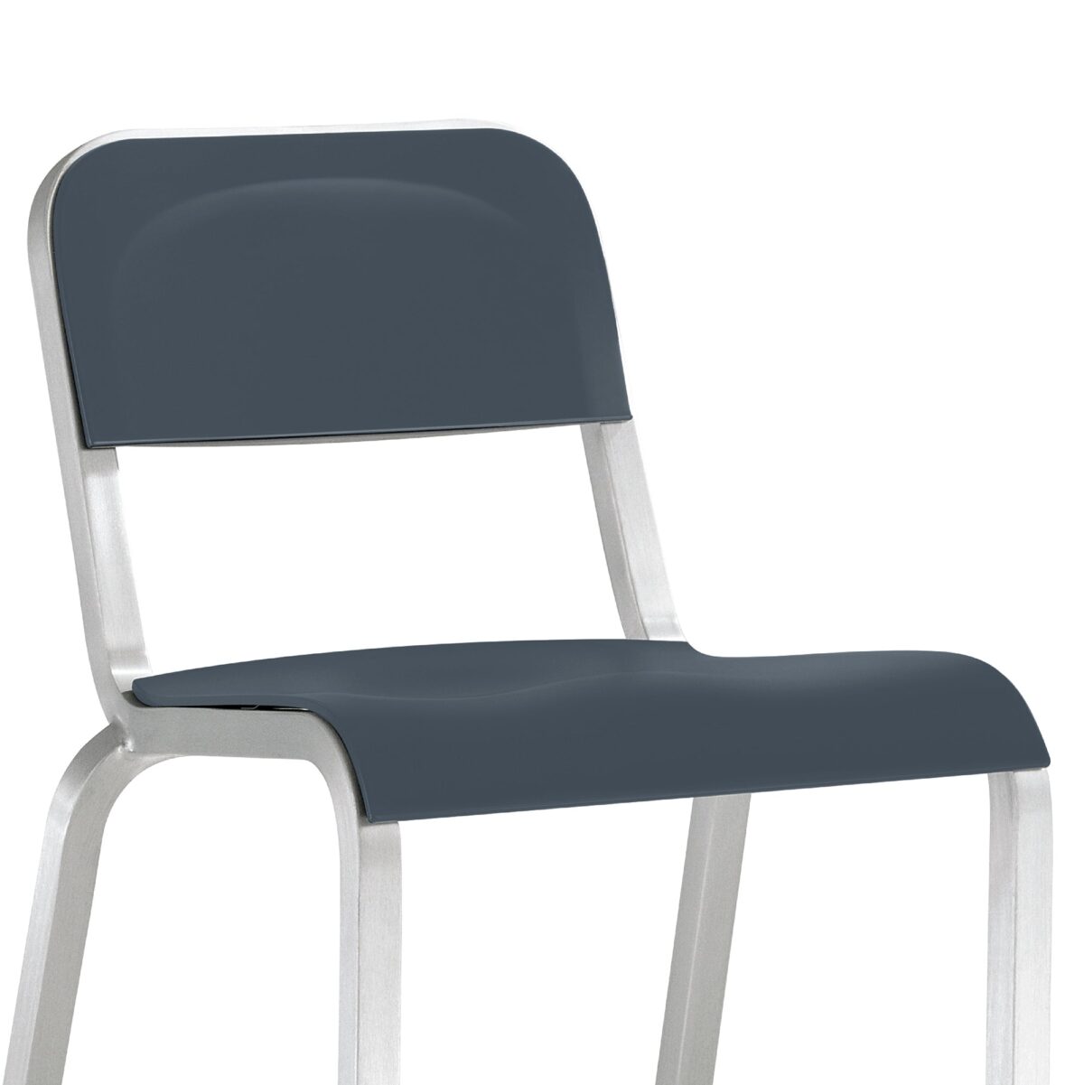 “Retro-modern 1951 Chair by Emeco with aluminum frame and colorful recycled seat, designed by BMW Designworks.”