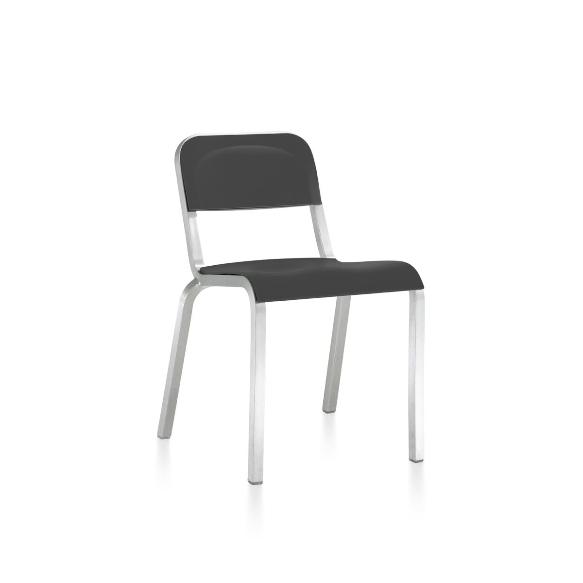 1951 Stacking Chair by Emeco – Modern, stackable chair with an aluminum frame and eco-friendly PET plastic seat.