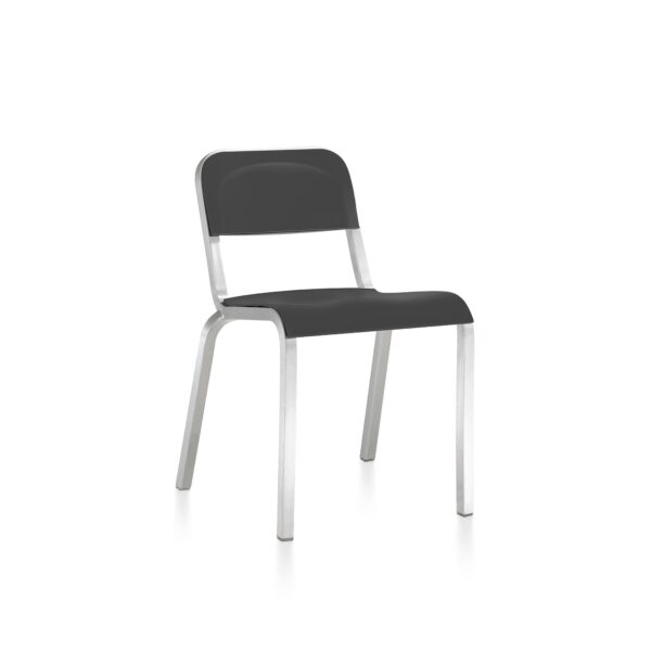 1951 Stacking Chair by Emeco – Modern, stackable chair with an aluminum frame and eco-friendly PET plastic seat.