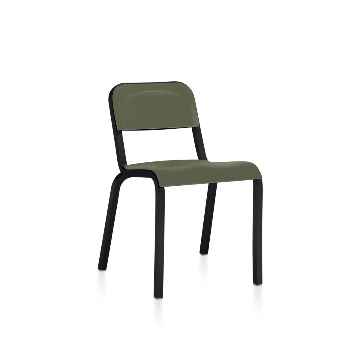 “1951 Stacking Chair by Emeco featuring a durable aluminum frame with a sleek, minimalist design.”