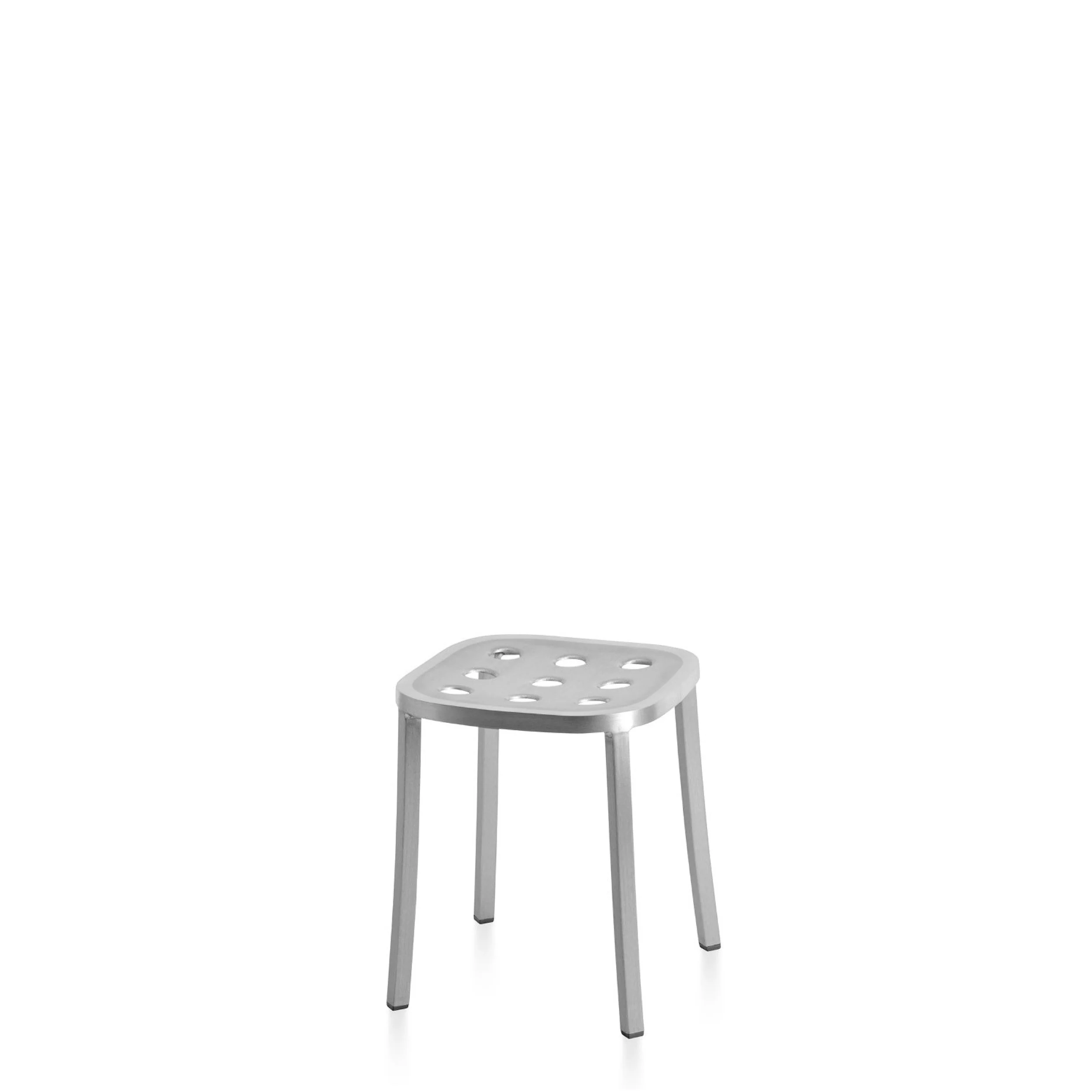 1 Inch All Aluminum Small Stool by Jasper Morrison by Emeco, a sleek and durable design with modern minimalism, ideal for contemporary interiors and versatile use.