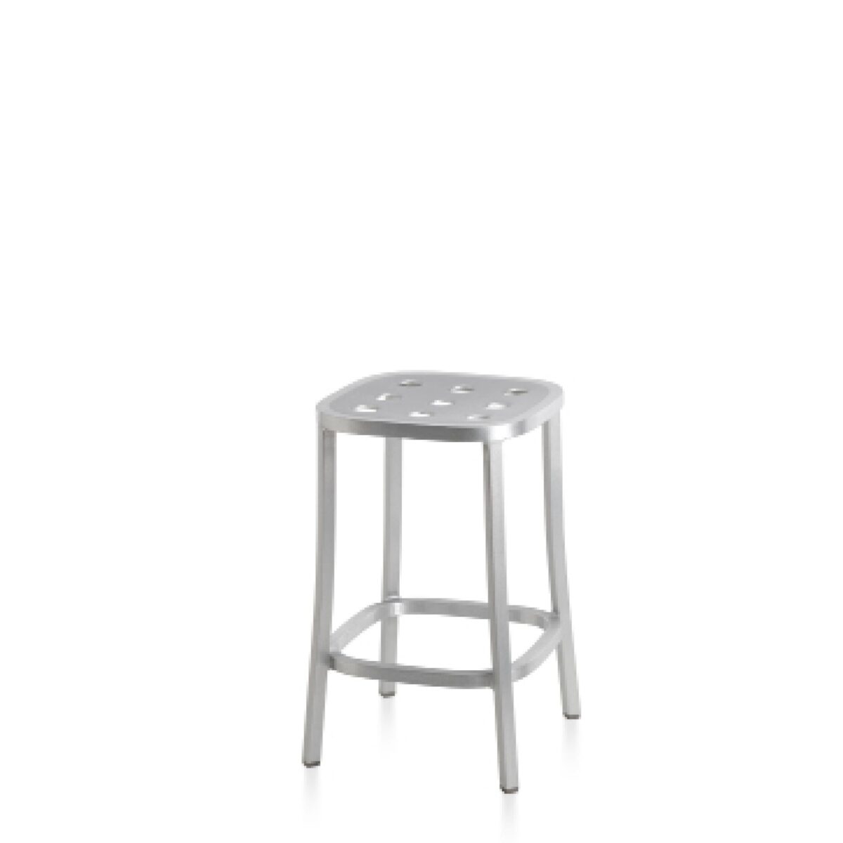 “Emeco 1 Inch All Aluminum Stool offering strength, simplicity, and sustainable design in a compact form.”