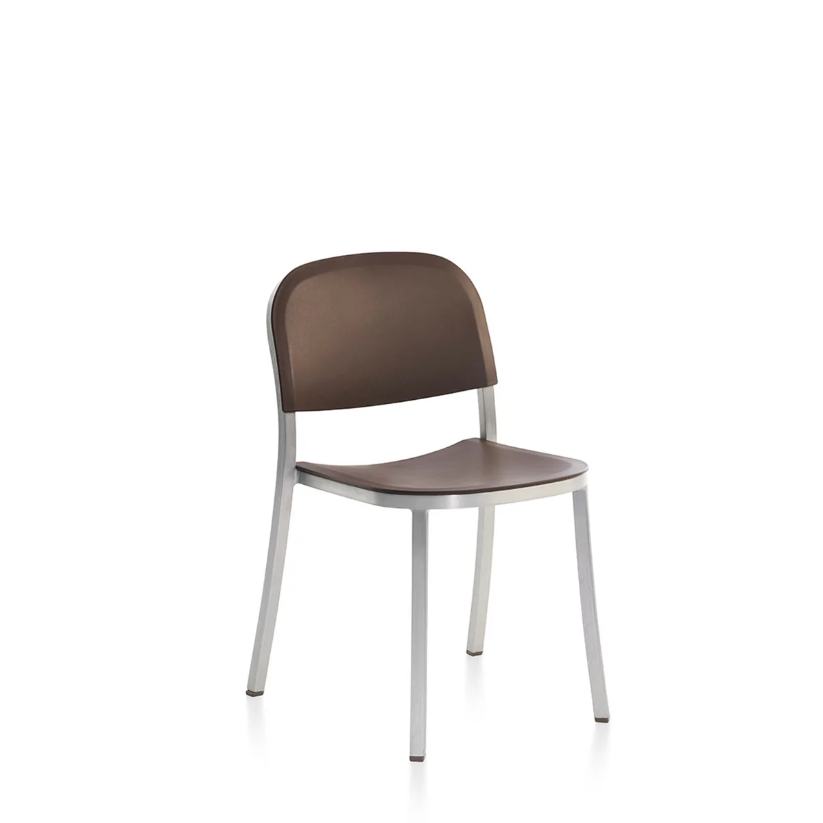 1 Inch Side Chair with Recycled Plastic Seat by Emeco, a sustainable and modern design with clean lines, ideal for eco-friendly interiors and contemporary settings.