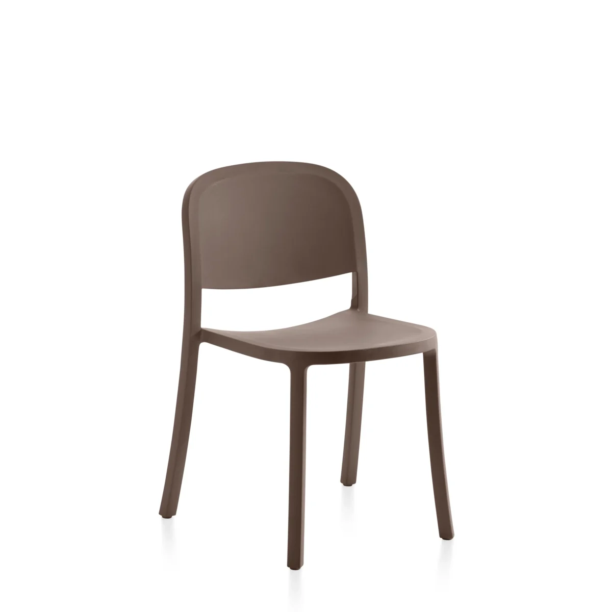 "1 Inch Reclaimed Stacking Chair by Emeco, an eco-friendly and modern design with sleek lines, perfect for sustainable living and contemporary dining or office spaces."