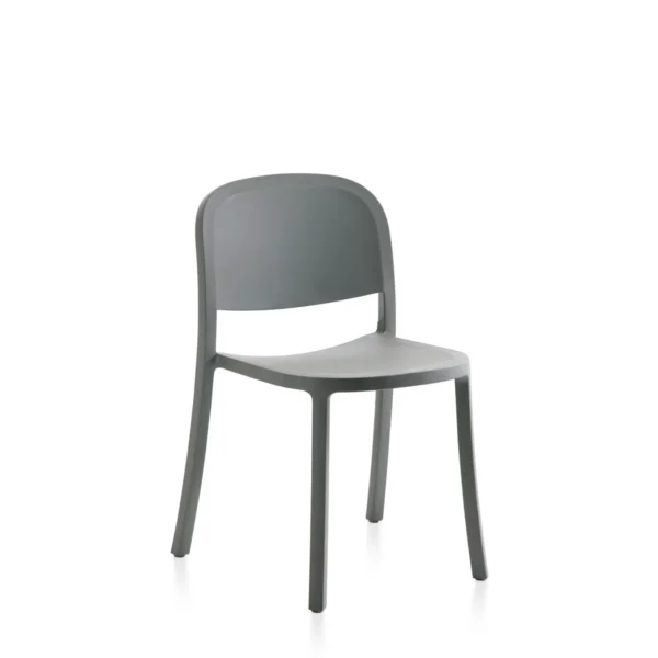 1 Inch Reclaimed Stacking Chair by Emeco, an eco-friendly design made from reclaimed materials, offering sleek, modern style and stackability for contemporary spaces.
