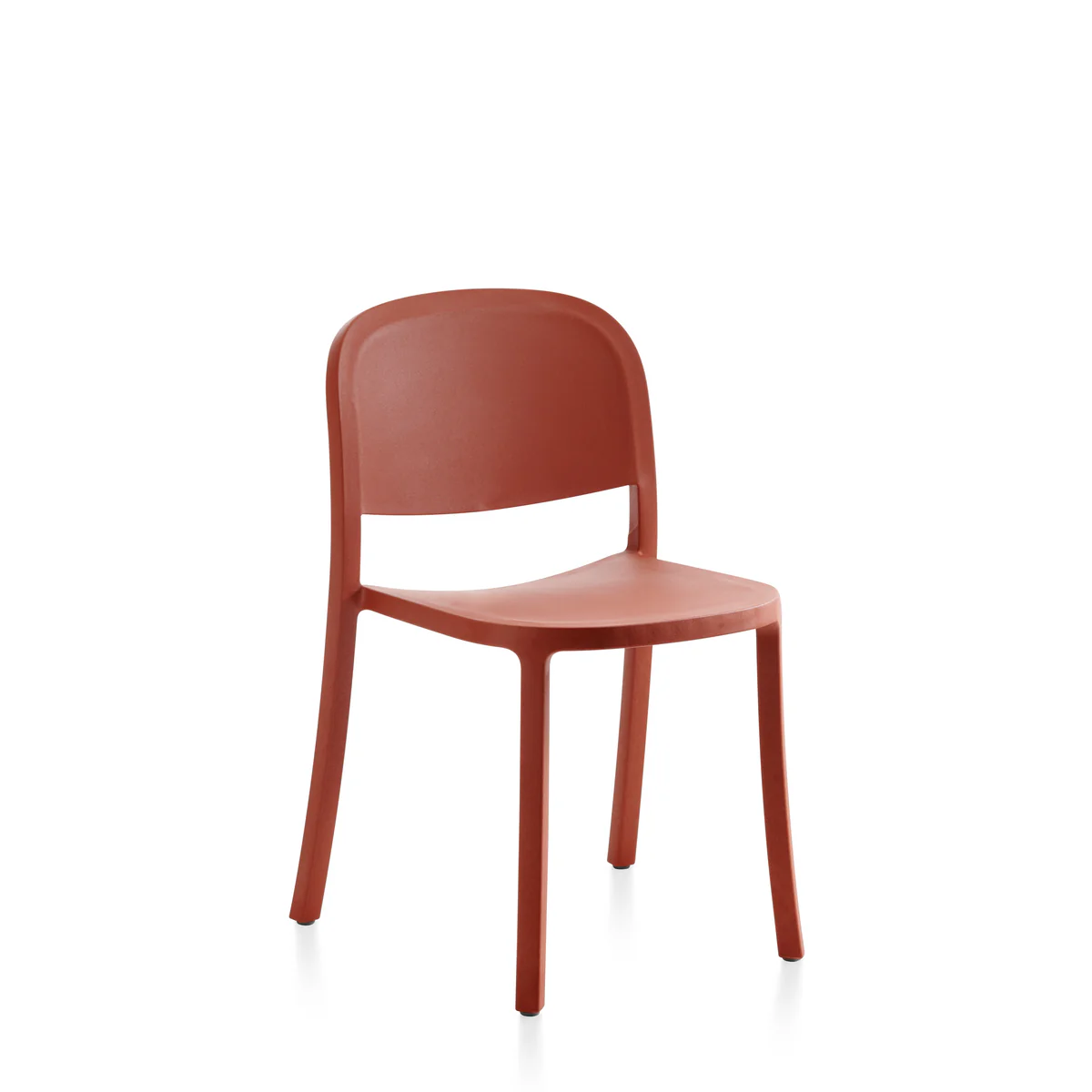 1 Inch Reclaimed Stacking Chair by Emeco, an eco-friendly design made from reclaimed materials, offering sleek, modern style and stackability for contemporary spaces.