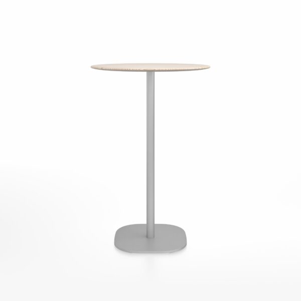 “Durable and stylish 2 Inch flat base bar table by Emeco, round design.”