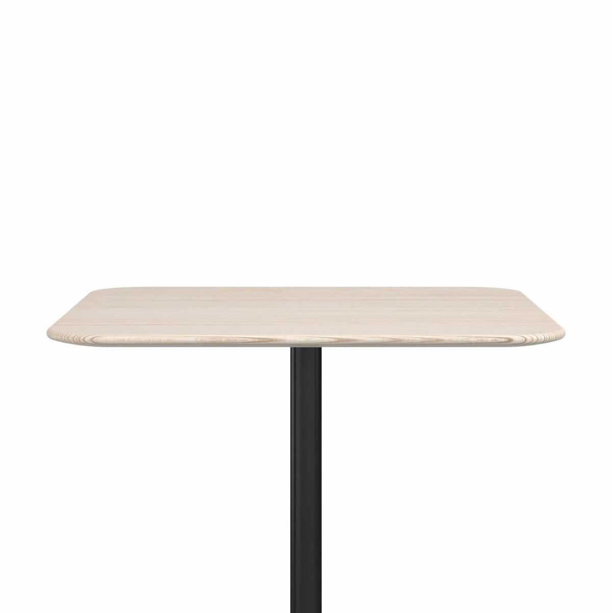 “Contemporary Emeco bar table with square top and clean-lined 2 Inch flat pedestal base.”