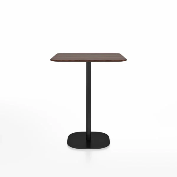"Emeco 2 Inch Flat Base Counter Table with hand-brushed aluminum frame and white HPL top, offering minimalist design and durability