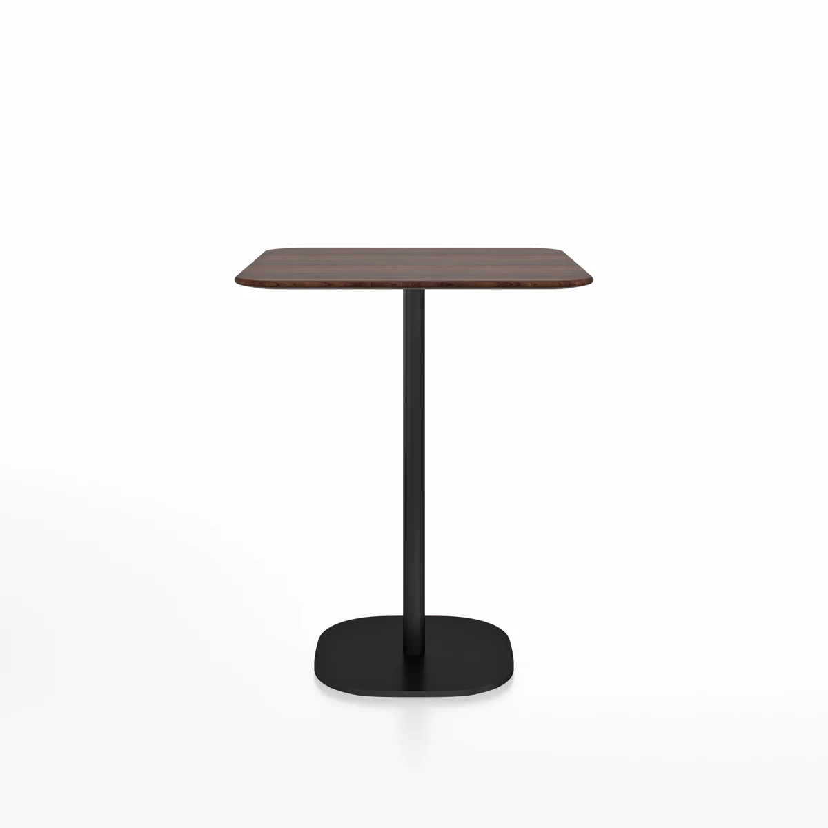 "Emeco 2 Inch Flat Base Counter Table with hand-brushed aluminum frame and white HPL top, offering minimalist design and durability