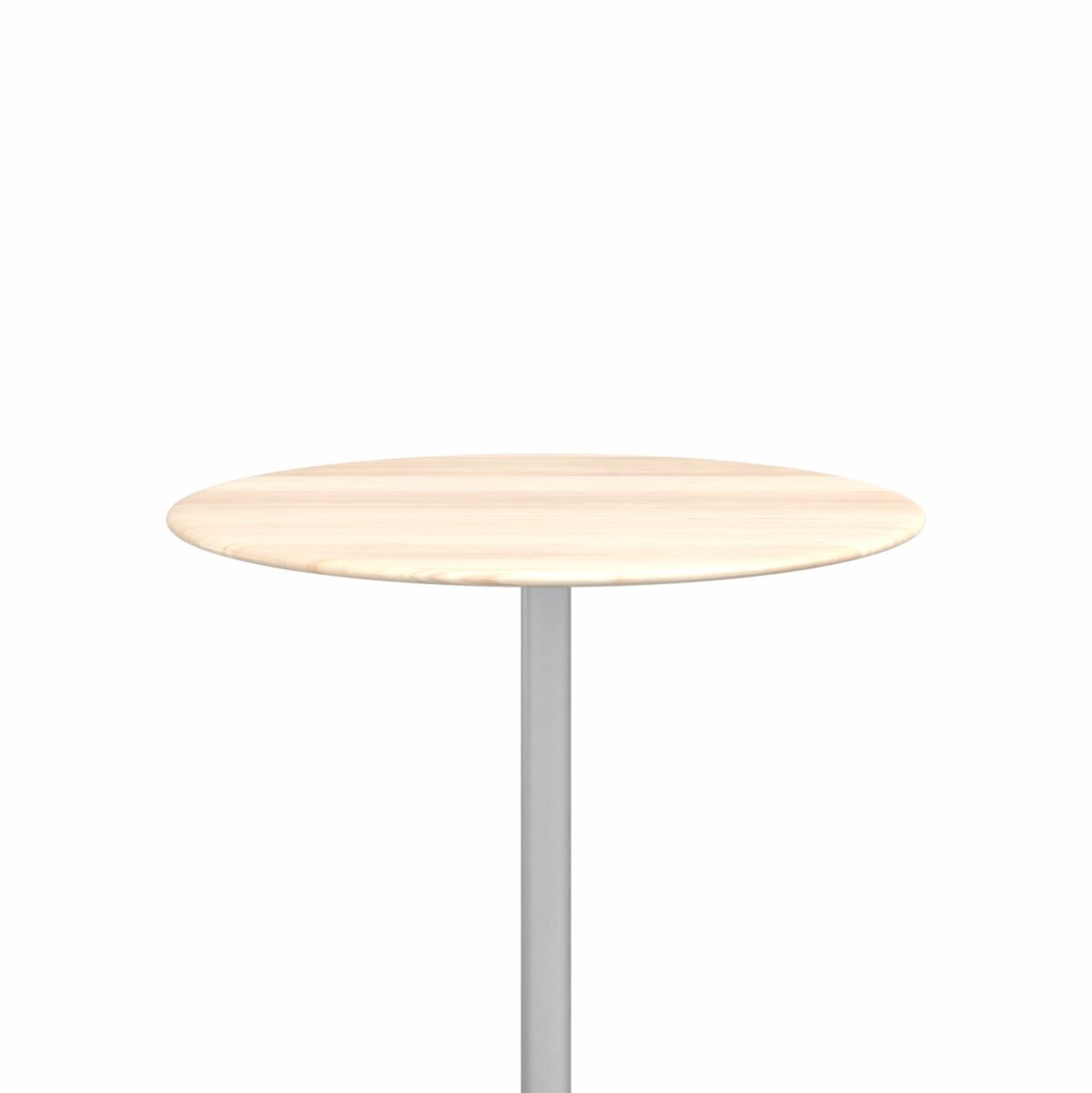 Modern round café table with 2 Inch X Base designed by Jasper Morrison for Emeco