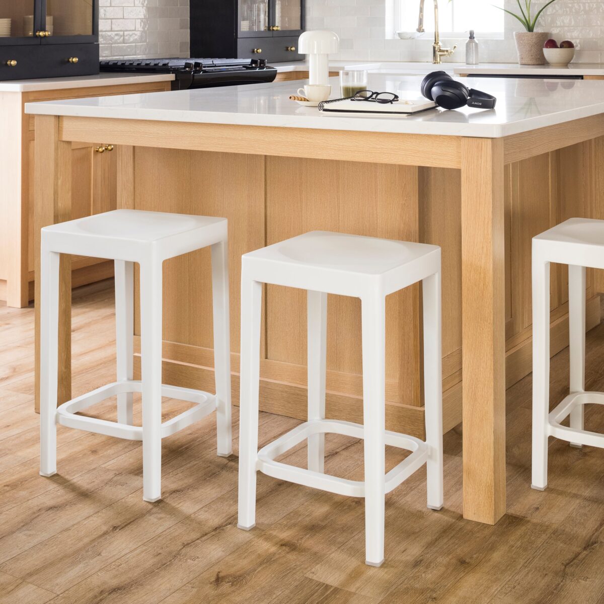 “Philippe Starck’s Small Emeco Stool featuring industrial styling and a timeless aluminum finish.”