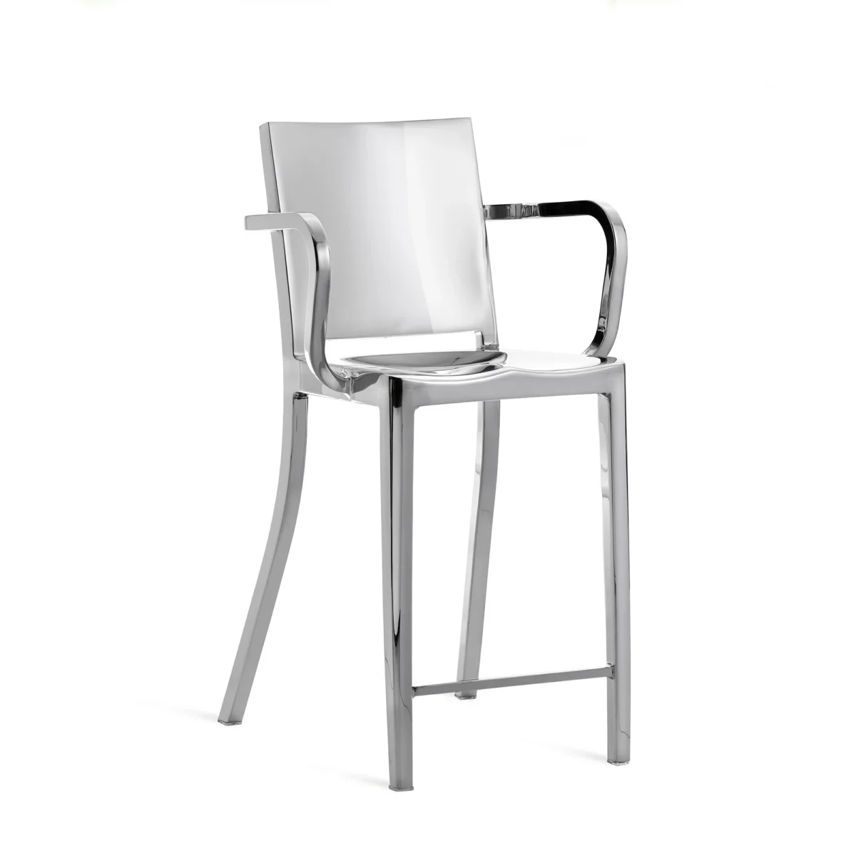 Hudson Stool with Arms by Emeco, offering stylish comfort with a modern design.