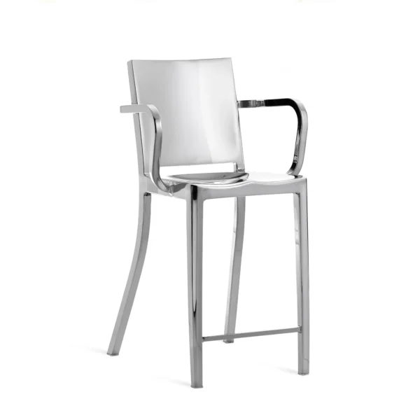 Hudson Stool with Arms by Emeco, offering stylish comfort with a modern design.