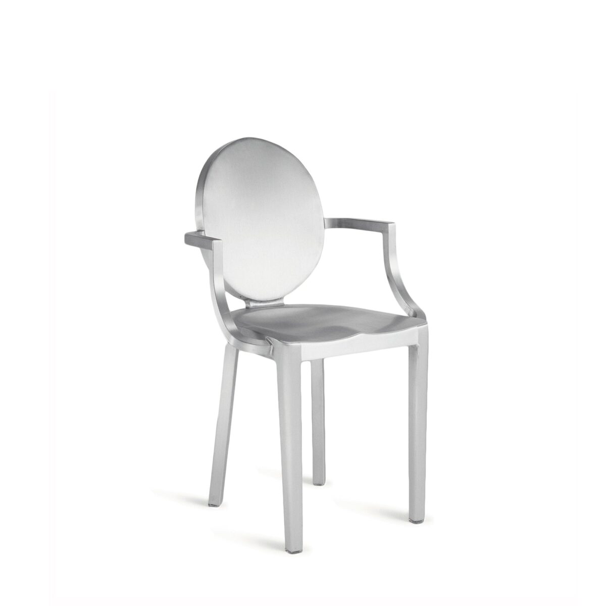 Kong Armchair by Philippe Starck in hand brushed aluminum finish