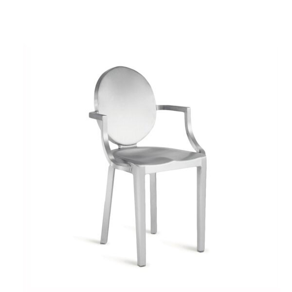 Kong Armchair by Philippe Starck in hand brushed aluminum finish