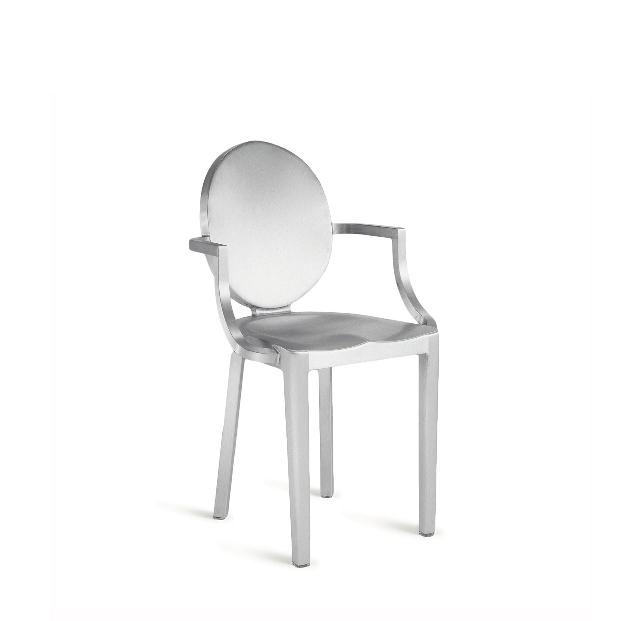 Kong Armchair by Philippe Starck in hand brushed aluminum finish