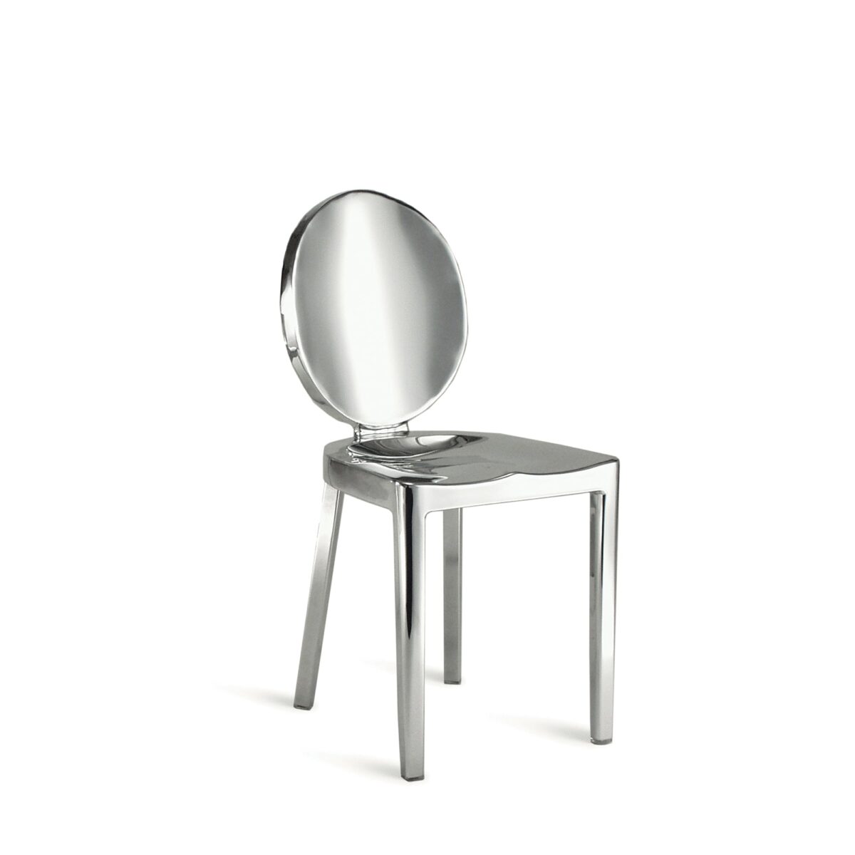 “Kong Chair by Philippe Starck for Emeco, featuring hand-brushed aluminum and a bold, sculptural form.”