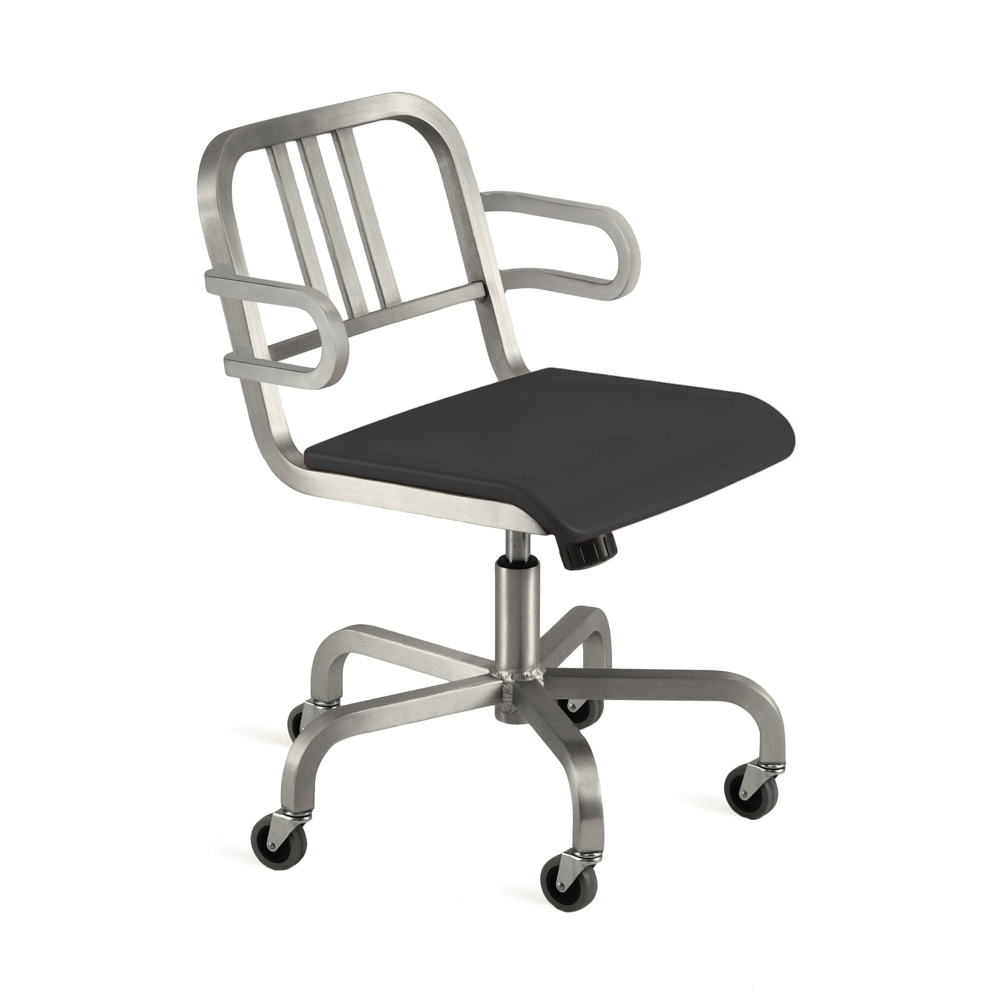 Modern Nine-0 Swivel Armchair by Emeco, designed by Ettore Sottsass.