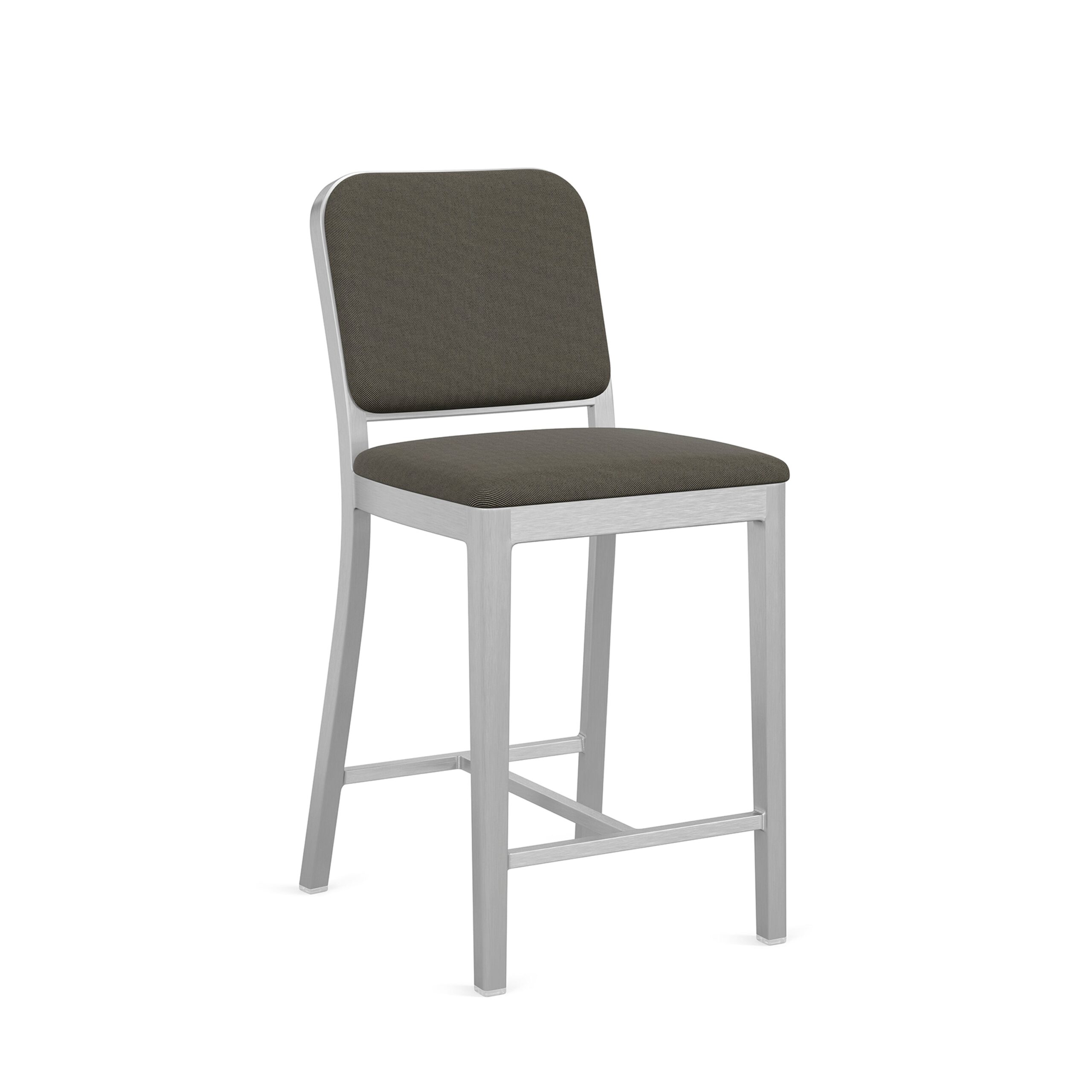 “Modern interpretation of a military classic – the Emeco Navy Officer Stool with arms.”