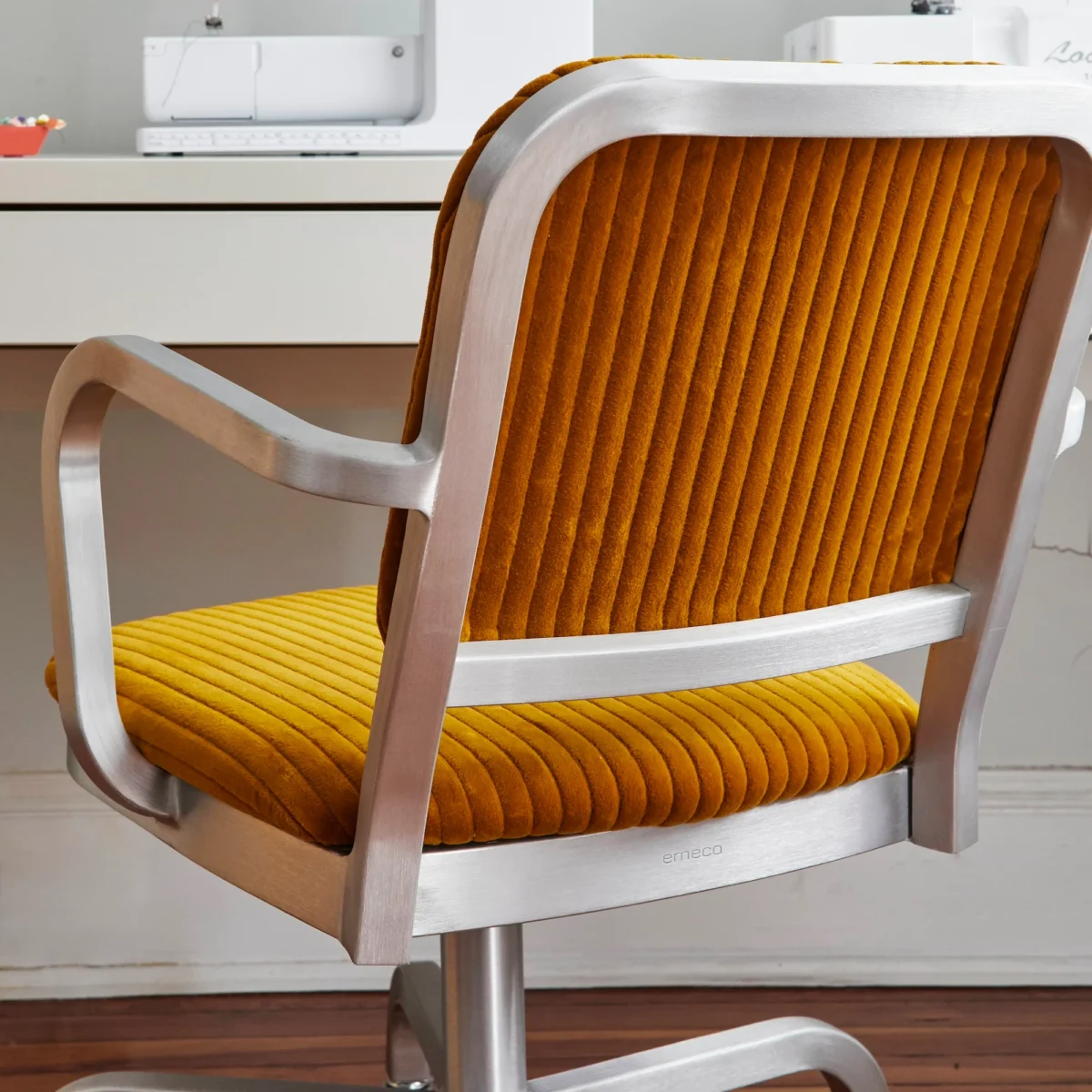 Navy Officer swivel armchair by Emeco – perfect for contemporary spaces in Troy.